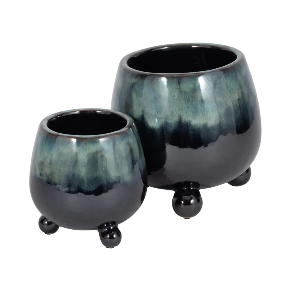 SUTTONOAK SET OF 2 BLUE PLANTER 8 (IN)