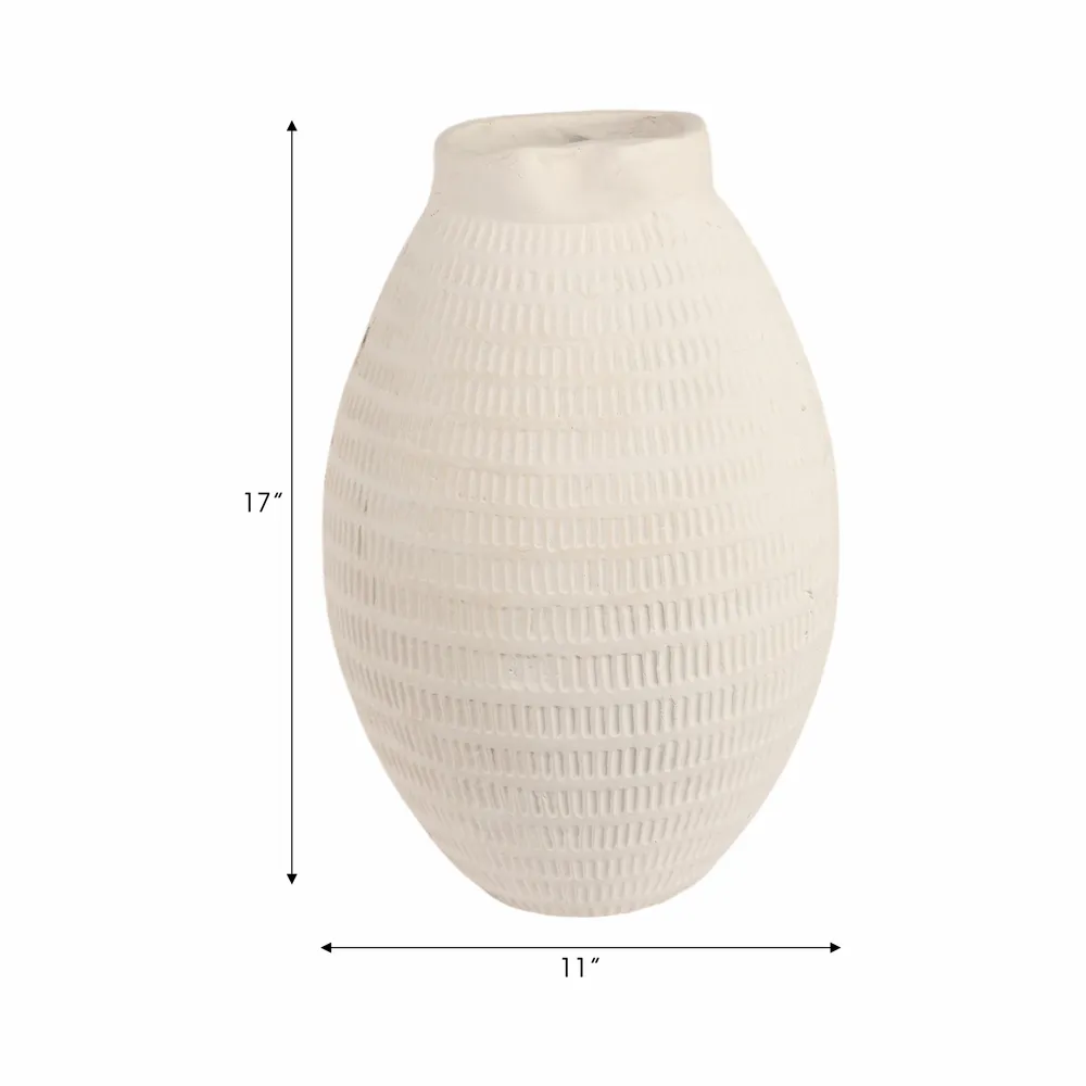 HAZENVALE WHITE VASE 17 (IN)