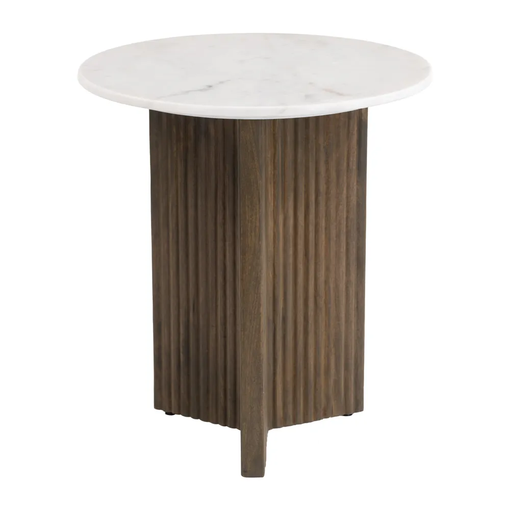 Tailo Side Table White & Brass