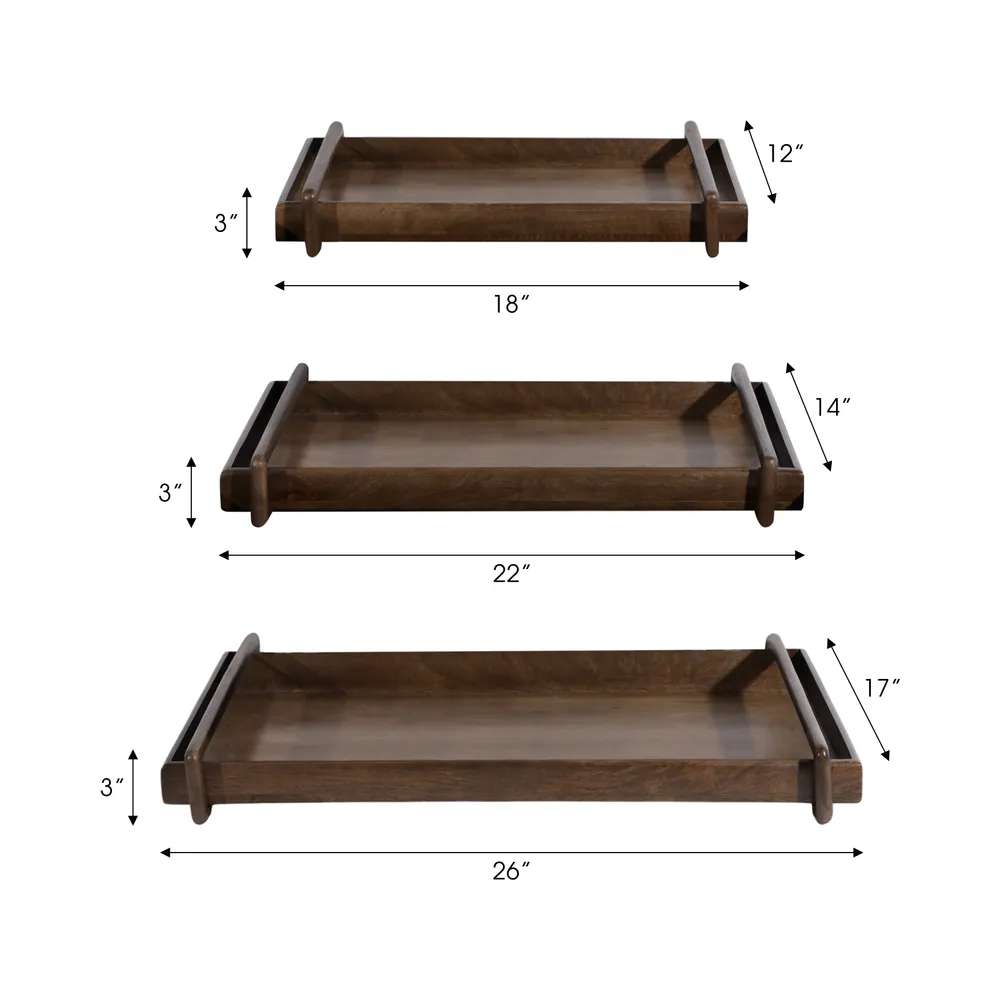 GIFFORDHOLM SET OF 3 BROWN TRAY 3 (IN)