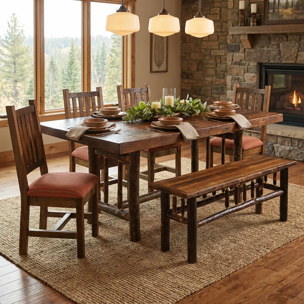 Appalachian Rectangle Spoke Dining Table - 5-foot - Barnwood Artisan Top