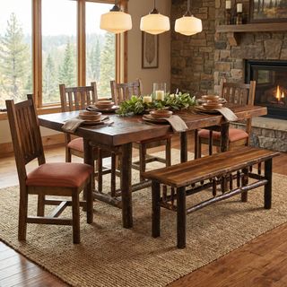 Appalachian Rectangle Spoke Dining Table - 5-foot - Barnwood Artisan Top