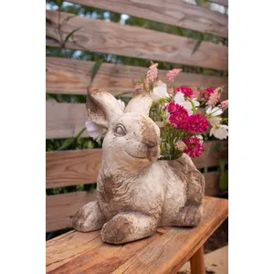 Faux Concrete Rabbit Planter 3