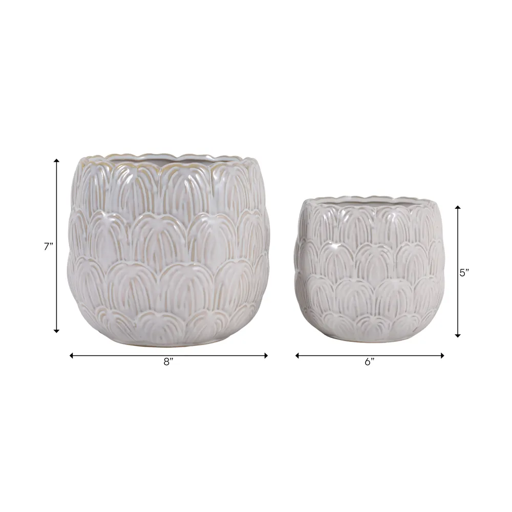 TATUMWOOD SET OF 2 IVORY PLANTER 7 (IN)