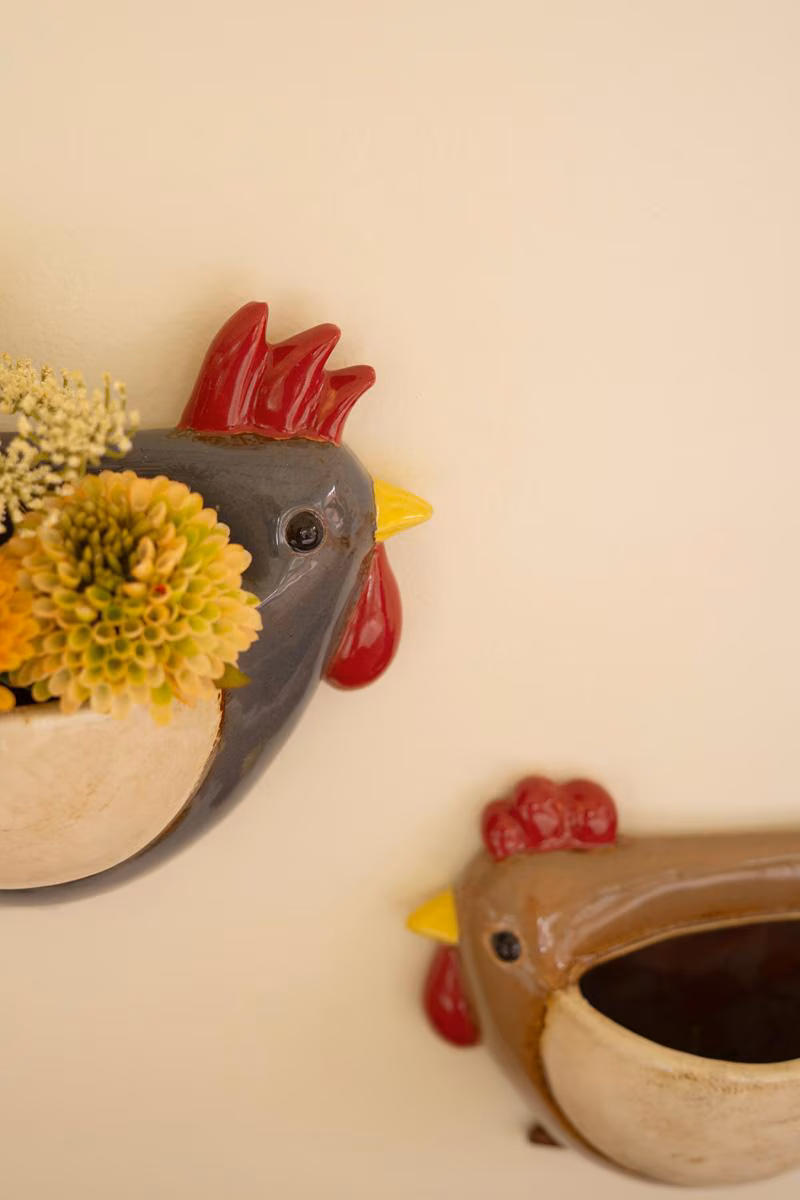Ceramic Chicken Wall Planter