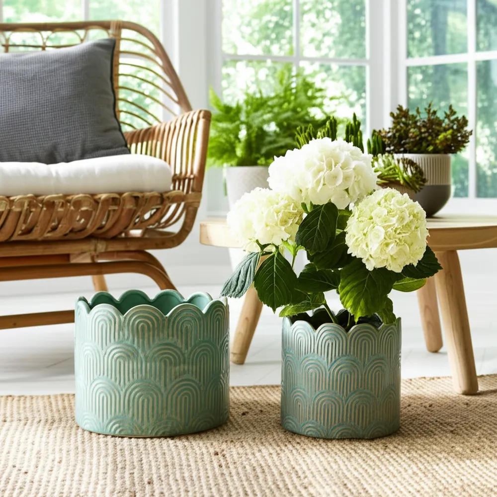 MORGANWIND SET OF 2 GREEN PLANTER 10 (IN)