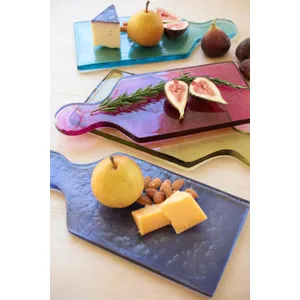 Set of 4 Colored Glass Cheese Boards 3