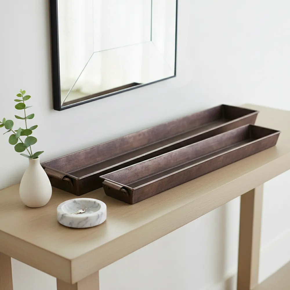 HELTONBROOK SET OF 2 SILVER TRAY 3 (IN)