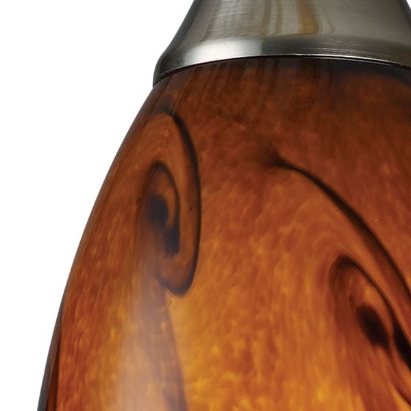 Galaxy 5'' Wide 1-Light Mini Pendant - Satin Nickel with Brown Glass