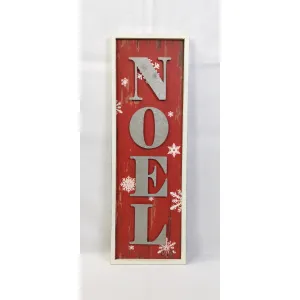 Noel Wooden Sign - Red 32in 1