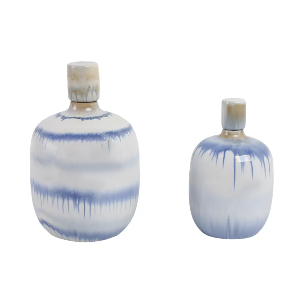 HATTONSTONE SET OF 2 BLUE JARS 12 (IN)
