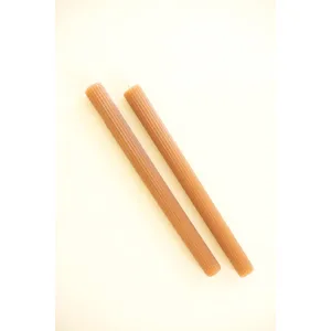 Set of 2 Ribbed Taper Candles / Rust 3