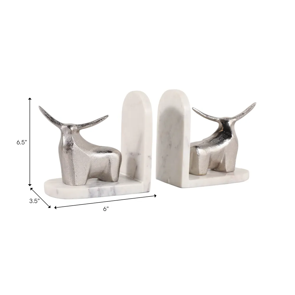 ALMACREST SET OF 2 WHITE BOOKENDS 7 (IN)