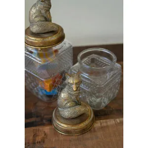 Set of 2 Resin and Glass Fox Canisters 3