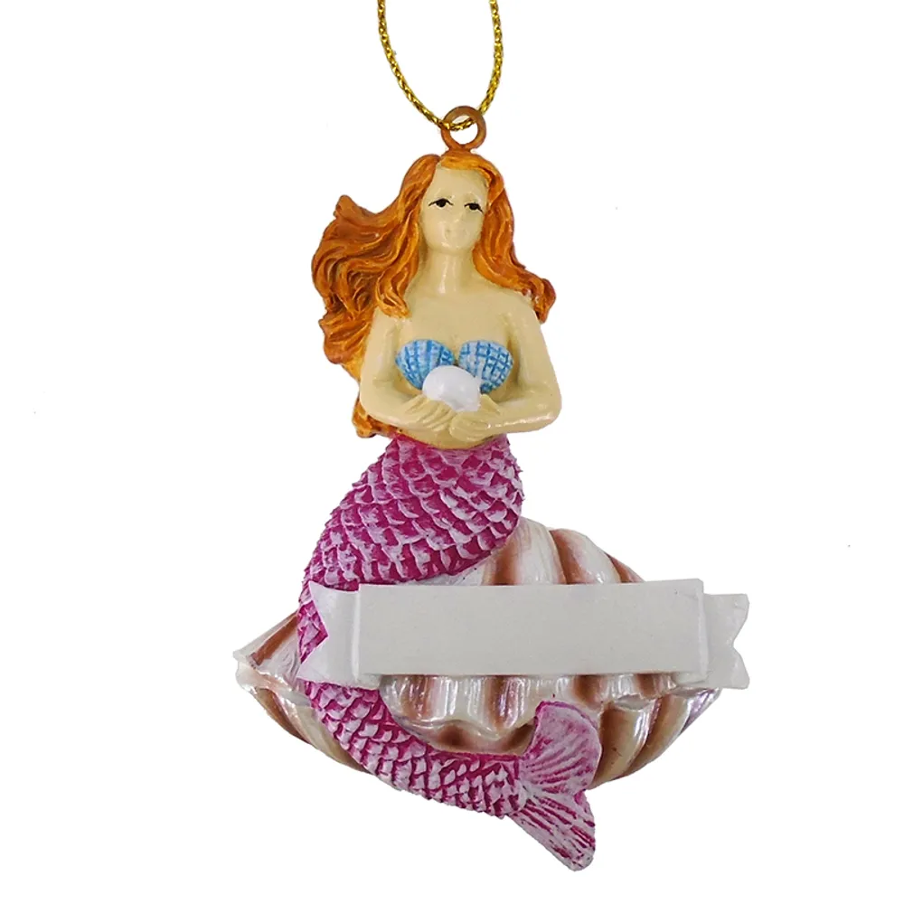3-1/2" MERMAID W/PEARL ORNAMENT