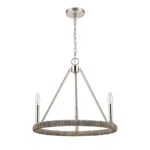 Abaca 20'' Wide 3-Light Chandelier - Polished Nickel 8