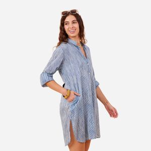 Suri Navy Cotton Button Down Beach Tunic 4