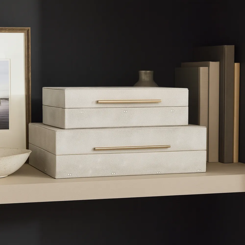 DAVINPARK SET OF 2 IVORY BOXES 4 (IN)