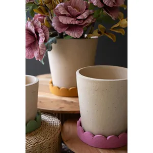 Set of 3 Terracotta Planters with Scalloped Trays 2