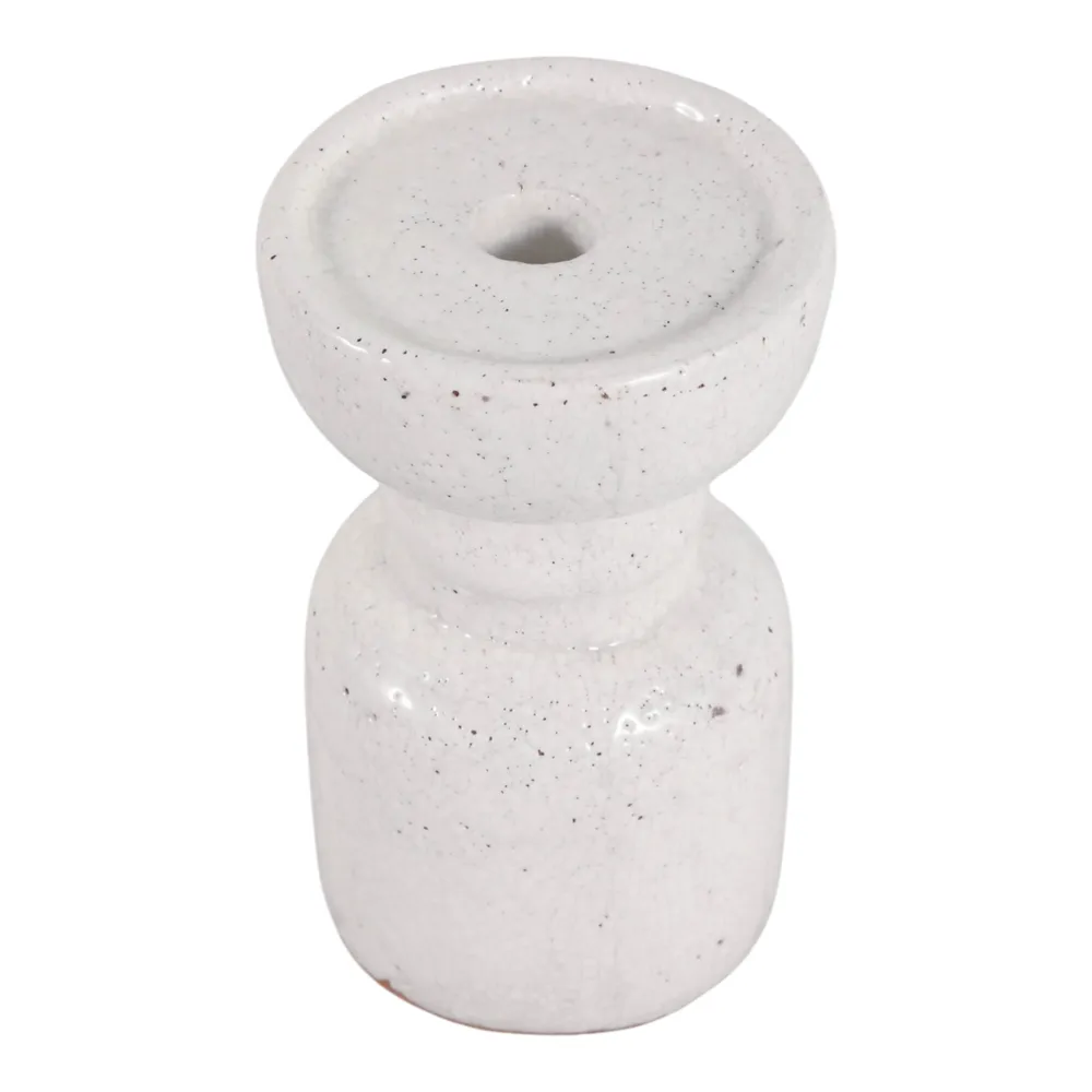 BARTONTON WHITE CANDLE HOLDER 7 (IN)
