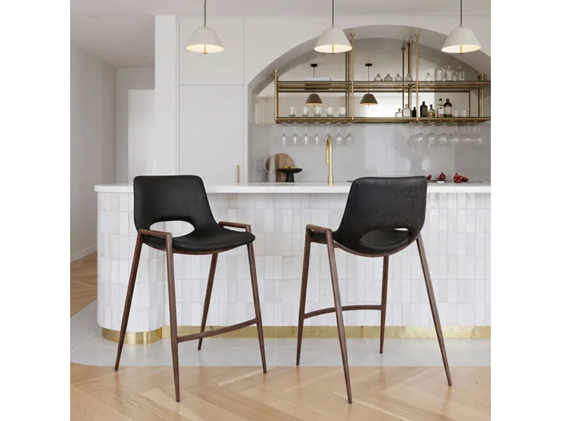 Desi Counter Stool Black & Walnut 8