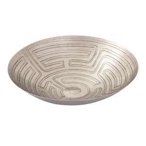 Maze Etched Centerpiece Bowl - Nickel 1