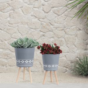 GLASTONCREST SET OF 2 GRAY PLANTER 21 (IN) 11