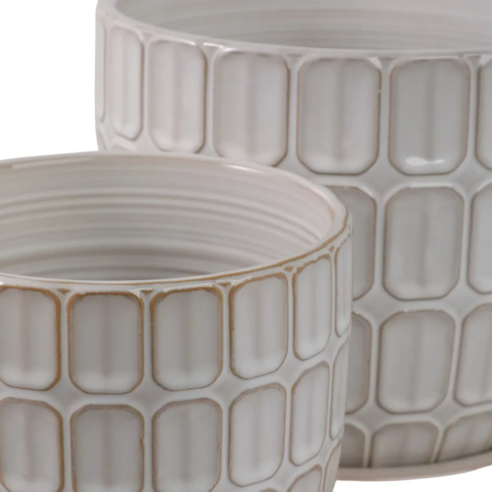 LEONAHAM SET OF 2 WHITE PLANTER 7 (IN)