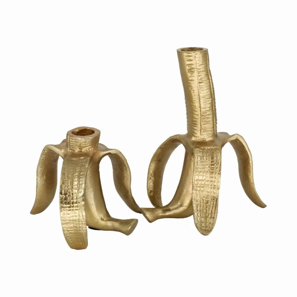 HAXTONGROVE SET OF 2 GOLD CANDLE HOLDER 7 (IN)