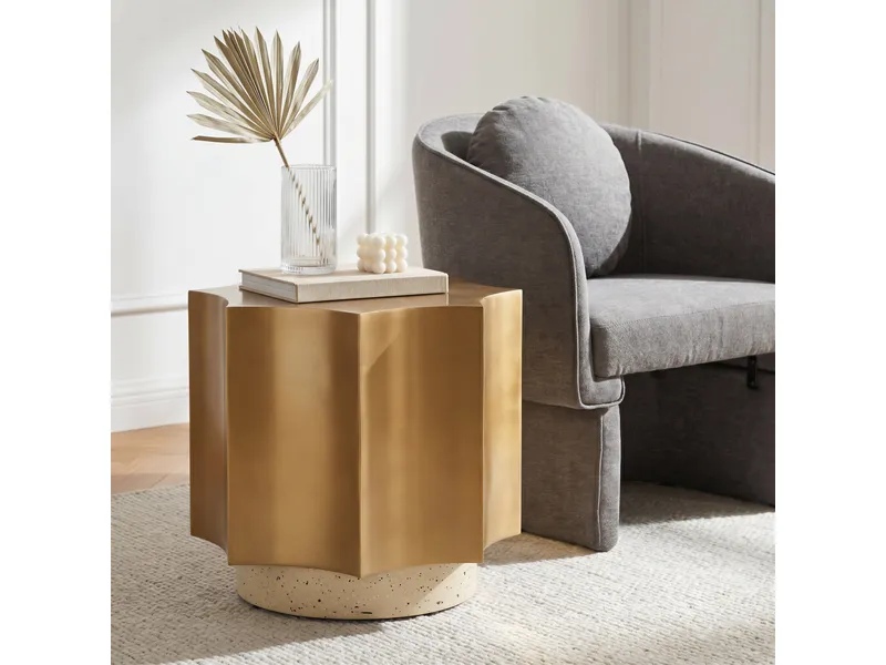 Osam Side Table Gold & Beige 2