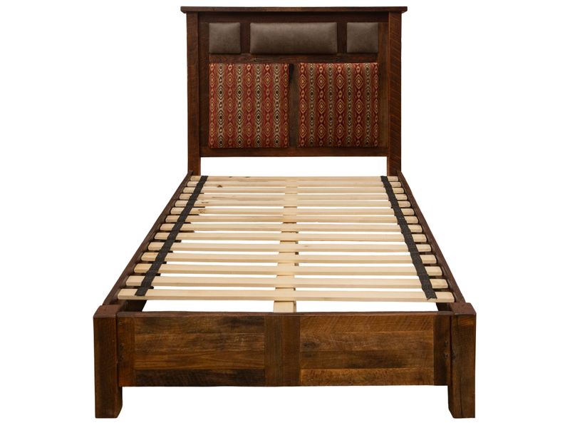 Barnwood Upholstered Bed with Rail System - Double - Premium Fabric 5