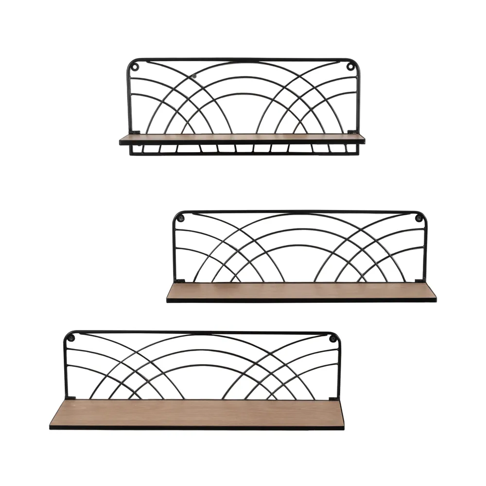 KIRAVIEW SET OF 3 BROWN WALL SHELF 8 (IN)