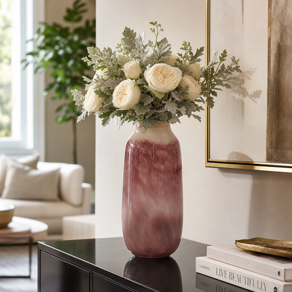 CLYDE PINK GLASS VASE 15 (IN)
