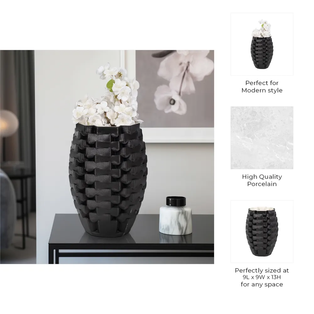 OLIVERSTONE BLACK VASE 13 (IN)