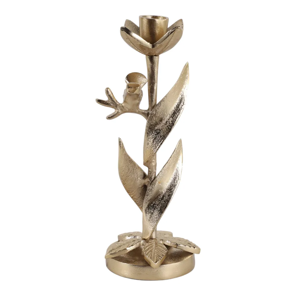 HOLLYMOOR GOLD CANDLE HOLDER 9 (IN)