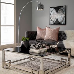 METAL 77" ARCH FLOOR LAMP W/ MARBLE BASE, SILVER 4