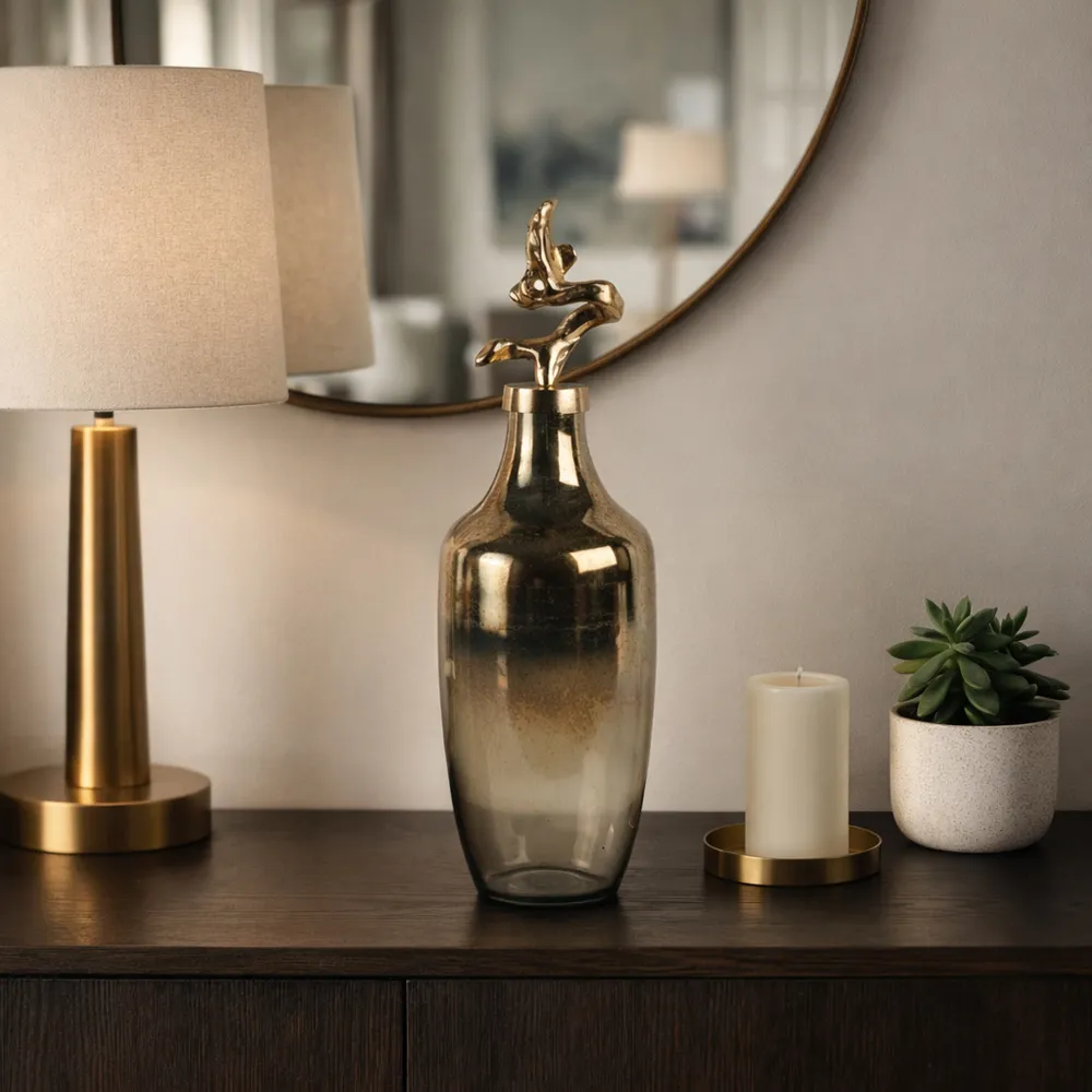 BRAMRUN GOLD GLASS VASE 20 (IN)