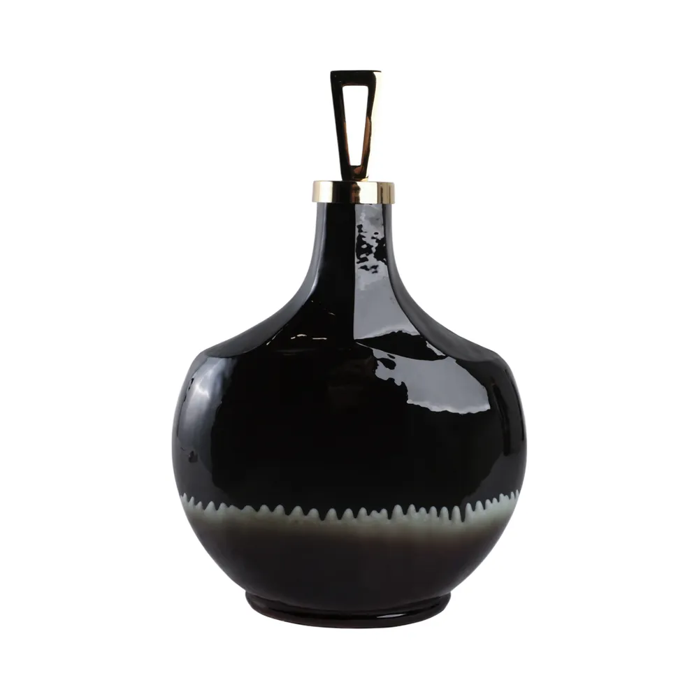 ELMONTGROVE BLACK GLASS VASE 20 (IN)