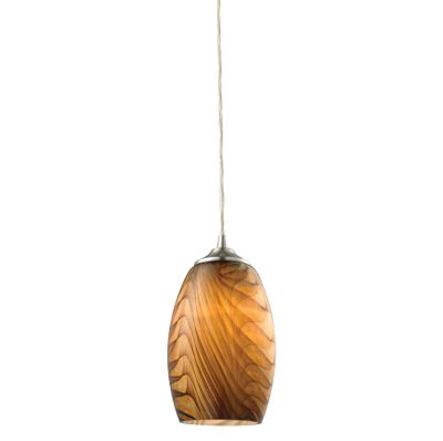 Tidewaters 5″ Wide 1-Light Mini Pendant - Satin Nickel with Amber Glass