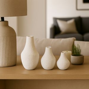 EDMONDFORD SET OF 3 IVORY VASES 9 (IN) 2