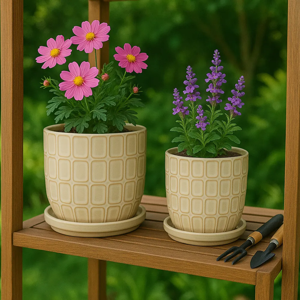 LEONAHAM SET OF 2 IVORY PLANTER 7 (IN)