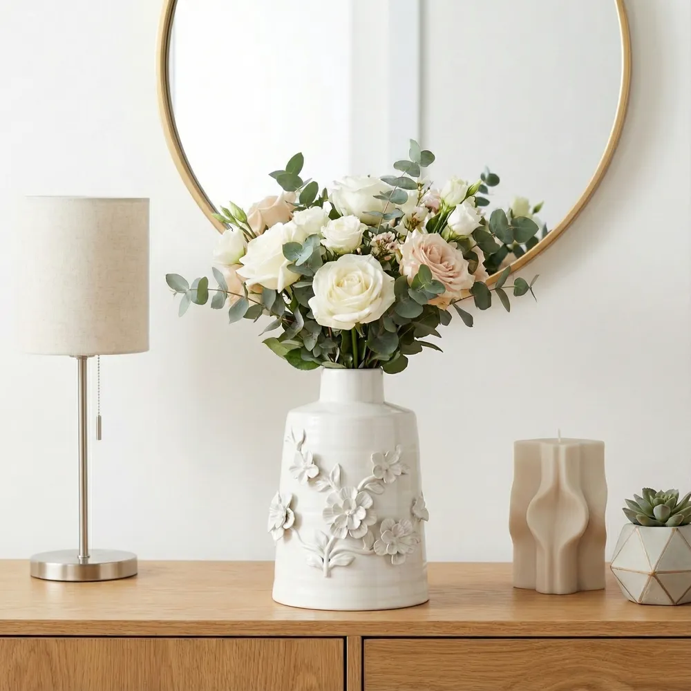 CLOVERVALE WHITE VASE 12 (IN)