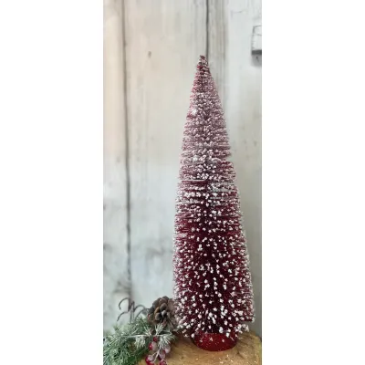 Glitzy Red Bottle Brush Tree 20in
