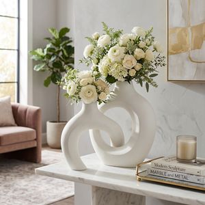BURGESSVALE SET OF 2 WHITE VASES 13 (IN) 2