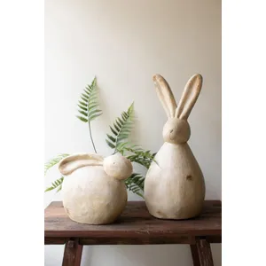 Set of 2 Faux Stone Rabbit Sculptures 2