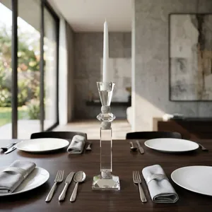 GRANLEYSHAW CLEAR CANDLE HOLDER 12 (IN) 2