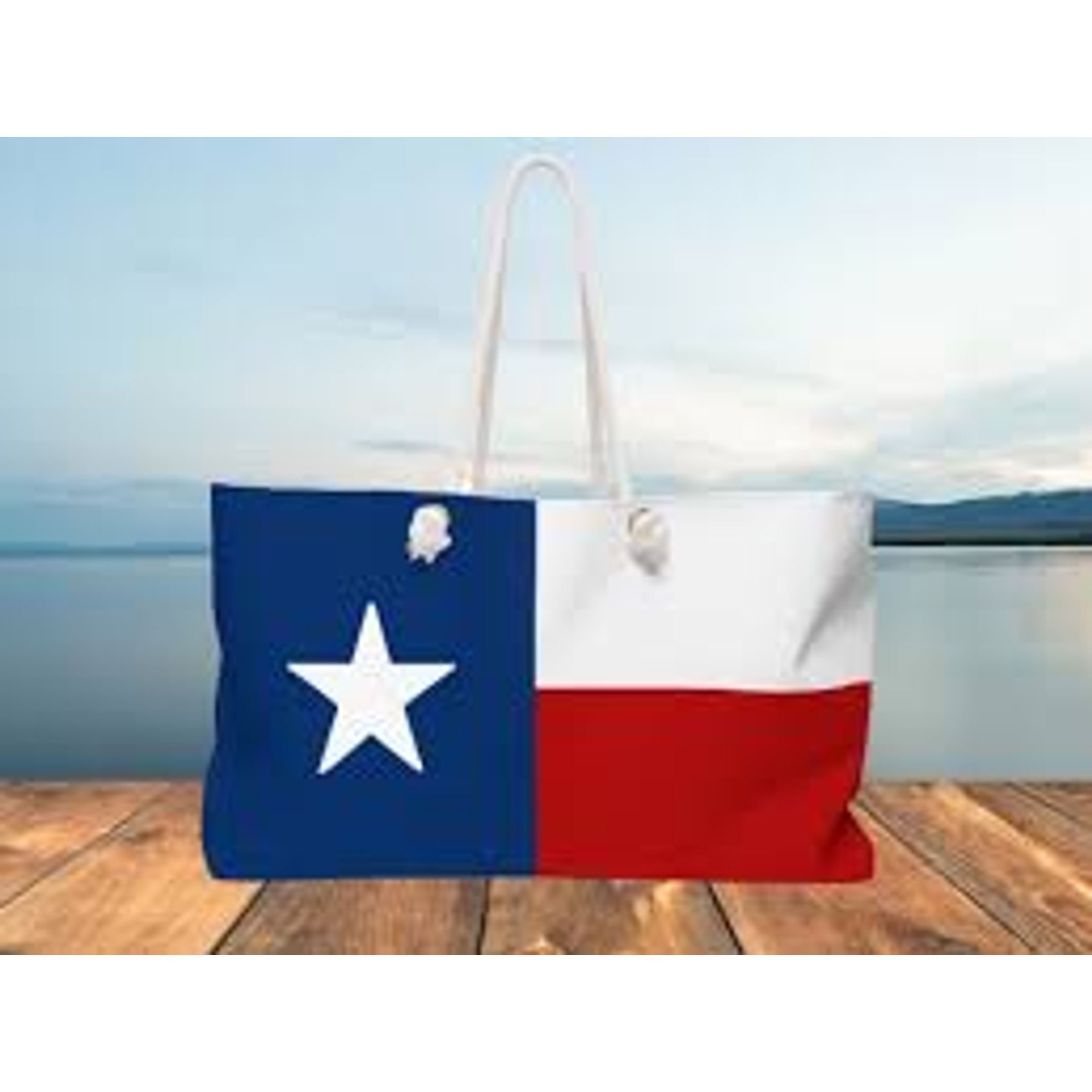 CANVAS ROPE TOTE - TEXAS FLAG