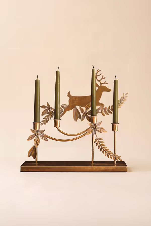 Metal Reindeer Taper Candelabra