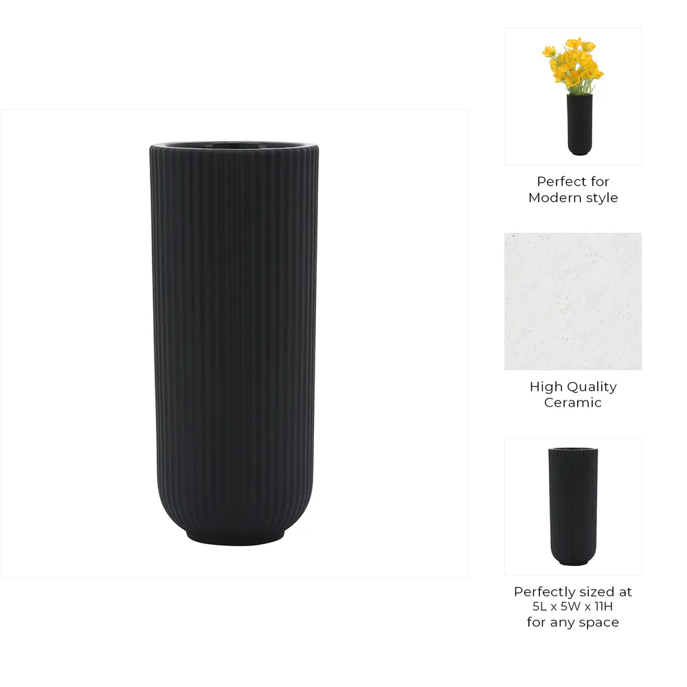 HANNAHTON BLACK VASE 11 (IN)