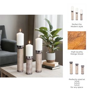 PAXTONWICK SET OF 3 GRAY CANDLE HOLDER 12 (IN) 9